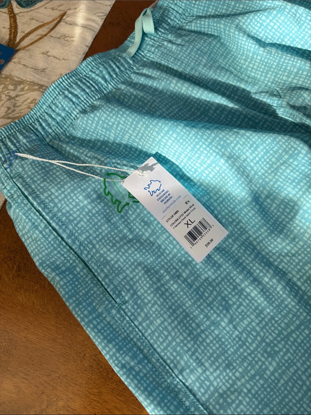 Boys Southern Tide aqua Blue Swim Shorts - XL